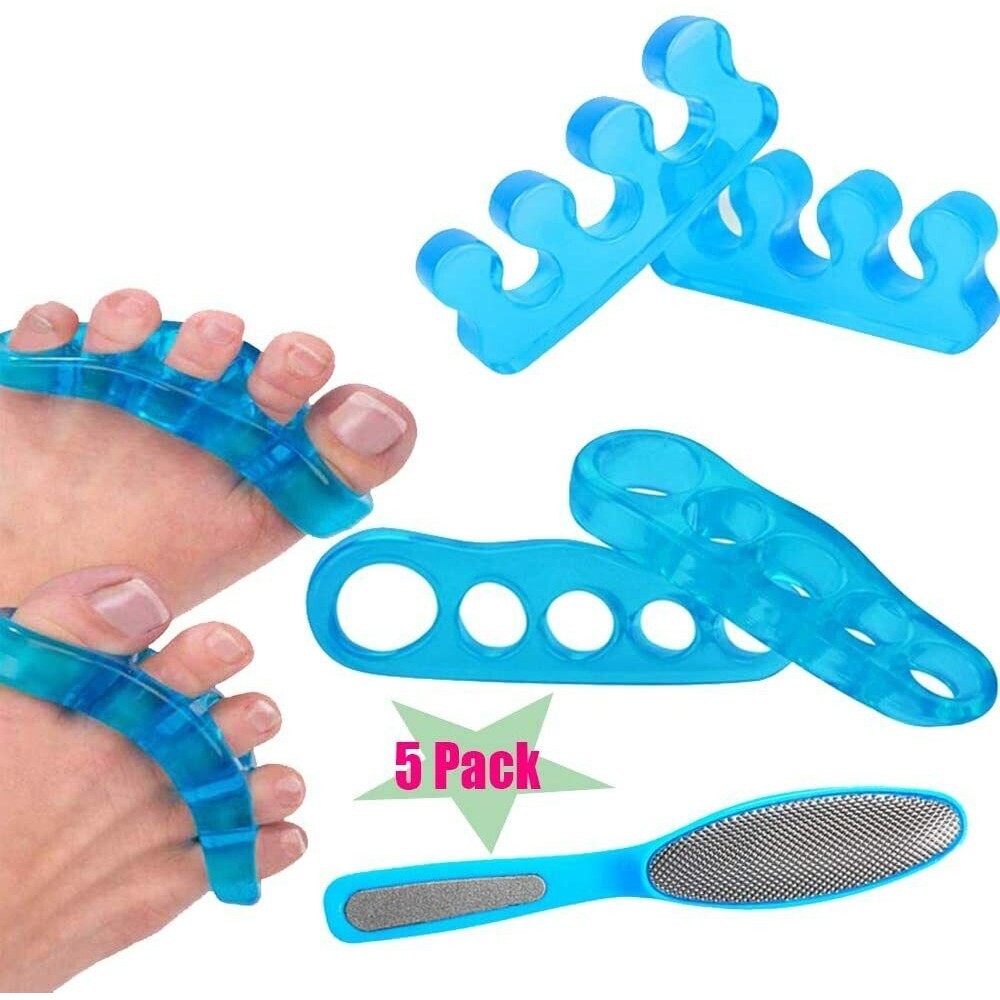 Set of 5 Premium Gel Toe Separators, Spacers & Straighteners, Bunion Correctors